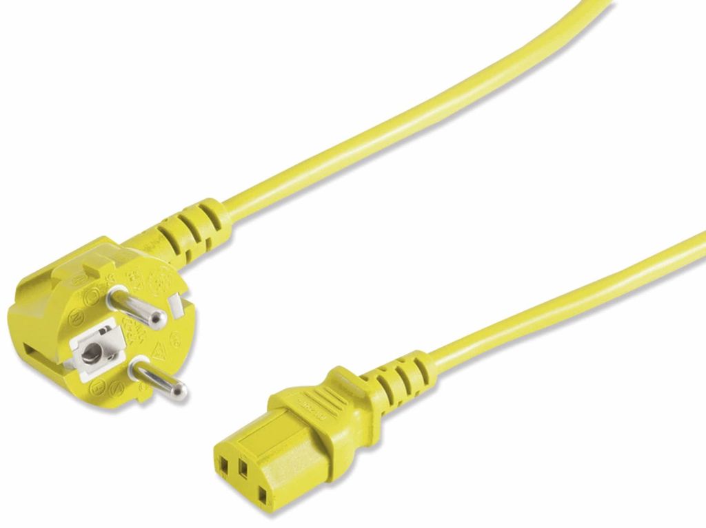 S-Conn 09-05052 Gelb 5m CEE7/7 C13-Koppler Stromkabel (09-05052)