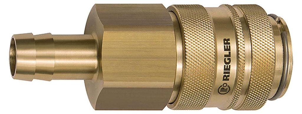 Riegler Schnellverschlusskupplung NW 19, Messing blank, Tülle LW 16