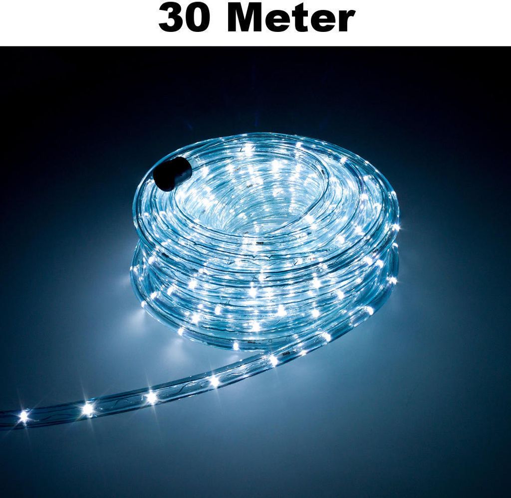 Trade-Shop LED Lichtschlauch Komplett Set mit Zubehör Lichterkette Beleuchtung Weiß 30 Meter F3 LED für Drinnen/Draußen Weihnachten Beleuchtung...