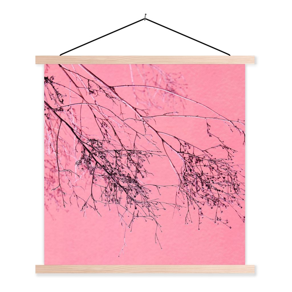 MuchoWow Textilposter Blumen - Zweige - Sommer 40x40 cm mit holzfarbenen Rahmen - Posterleiste
