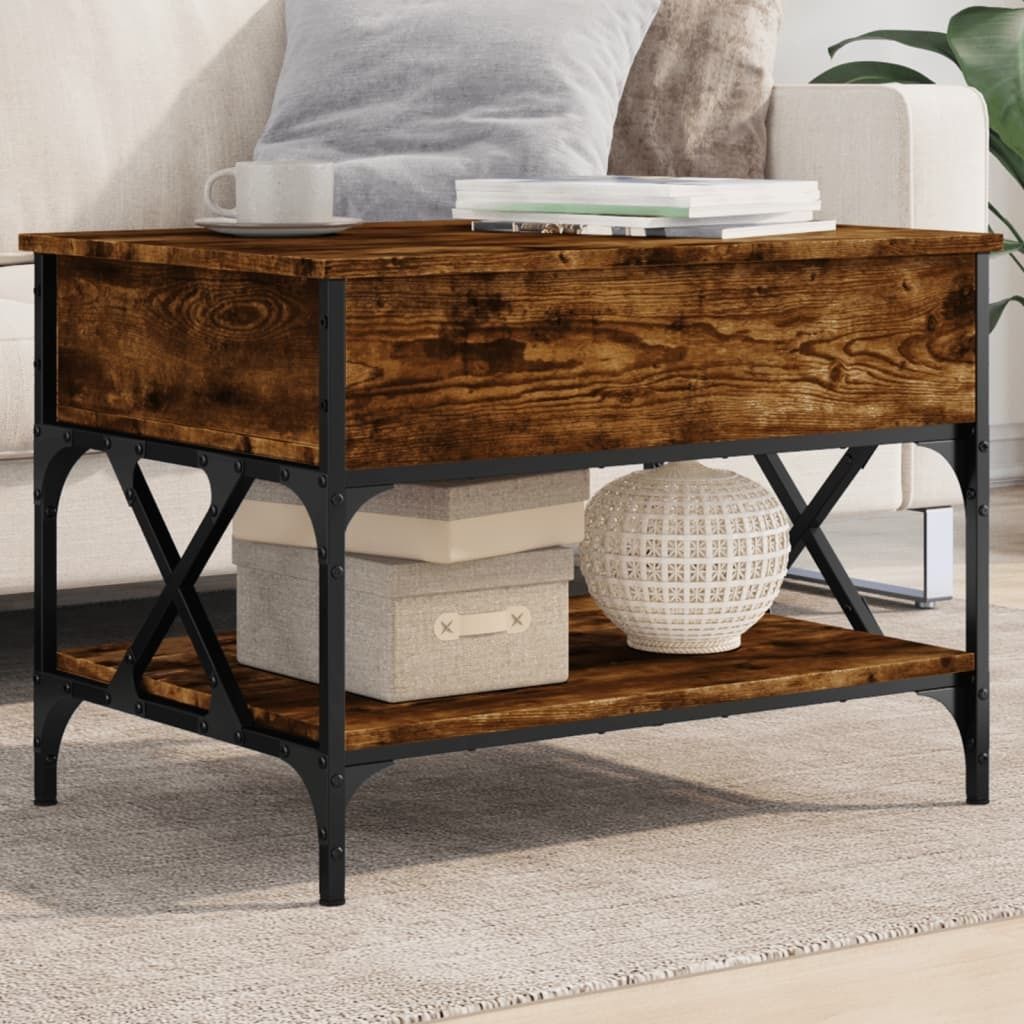 Maison Exclusive - Couchtisch Räuchereiche 70x50x50 cm Holzwerkstoff und Metall