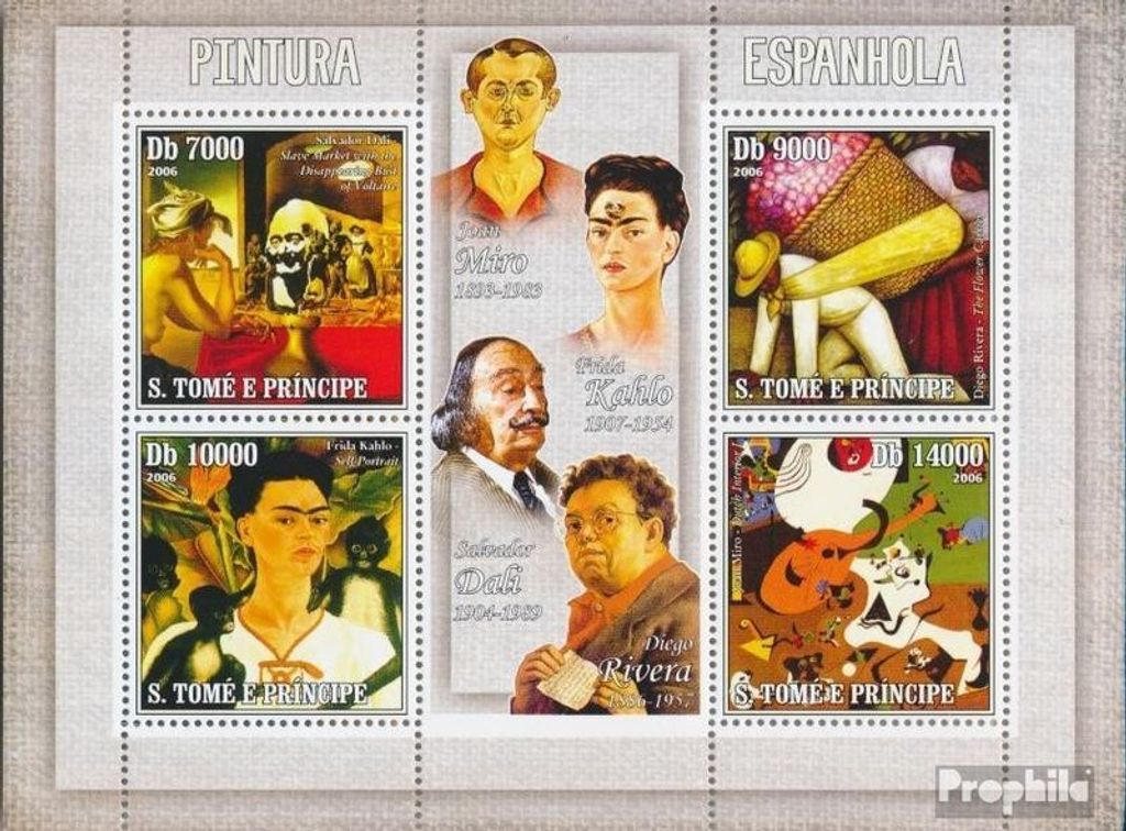 Briefmarken Sao Tome e Principe 2006 Mi 2840-2843 Kleinbogen (kompl. Ausgabe) postfrisch Spanische Gemälde