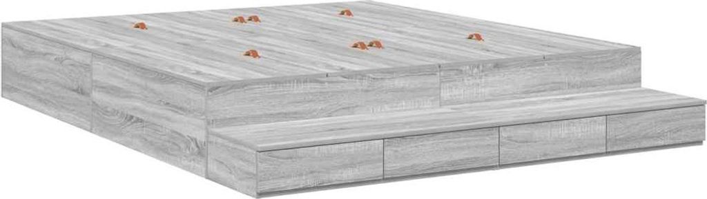 Aufbewahrungsbettgestell Graues Sonoma 180 cm Holzwerkstoff