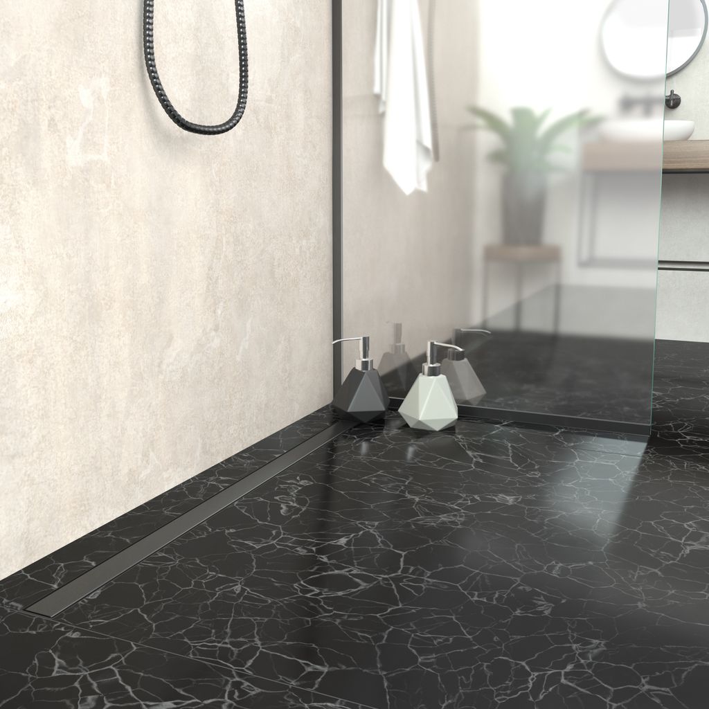 Aquabad Gefälleprofil Clive 160cm - Edelstahl Duschabschluss In Schwarzmatt Für Bodengleiche Duschen