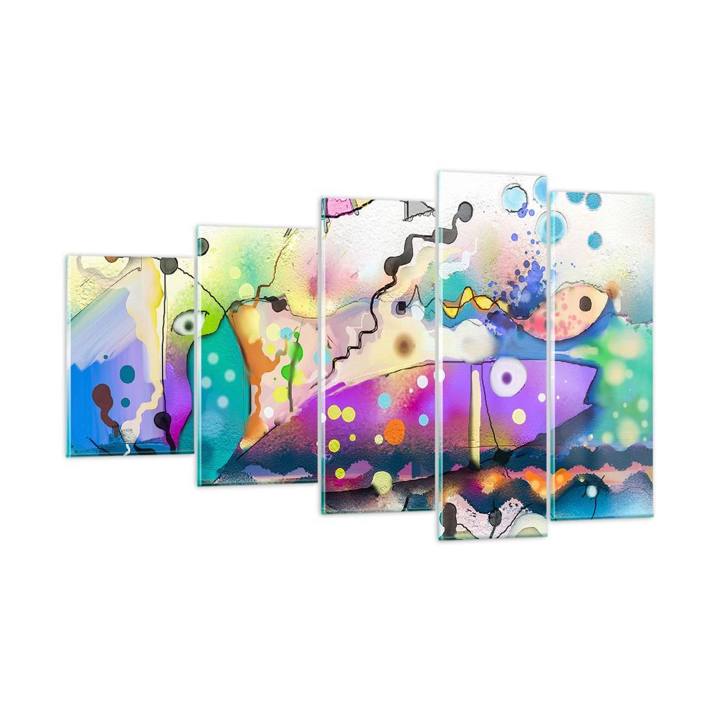Bilder auf glas - Fisch Abstraktion - 100x60cm - Glasbilder - Wandbilder - Kunstdruck - zum Aufhängen bereit - Wanddekoration aus Glas - Glas Bild...