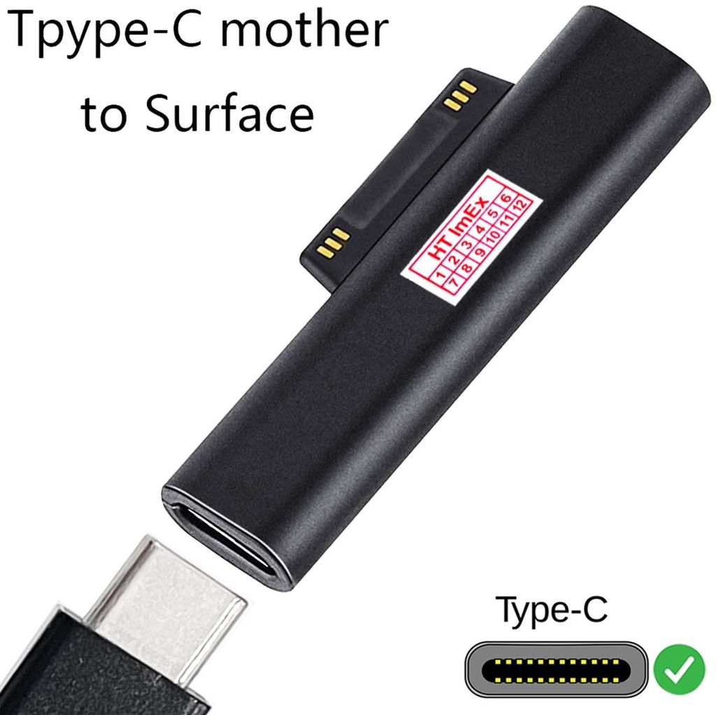 For Microsoft Surface Pro X 8 7 6 5 4 3 Go Book to Type C PD Tablet Plug Adapter