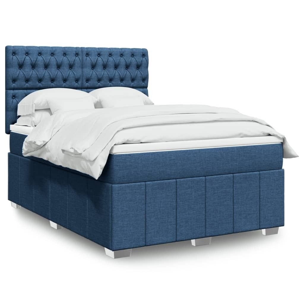 BEI CLORIS Boxspringbett mit Matratze Blau 140x190 cm Stoff 2024 Neu5520940