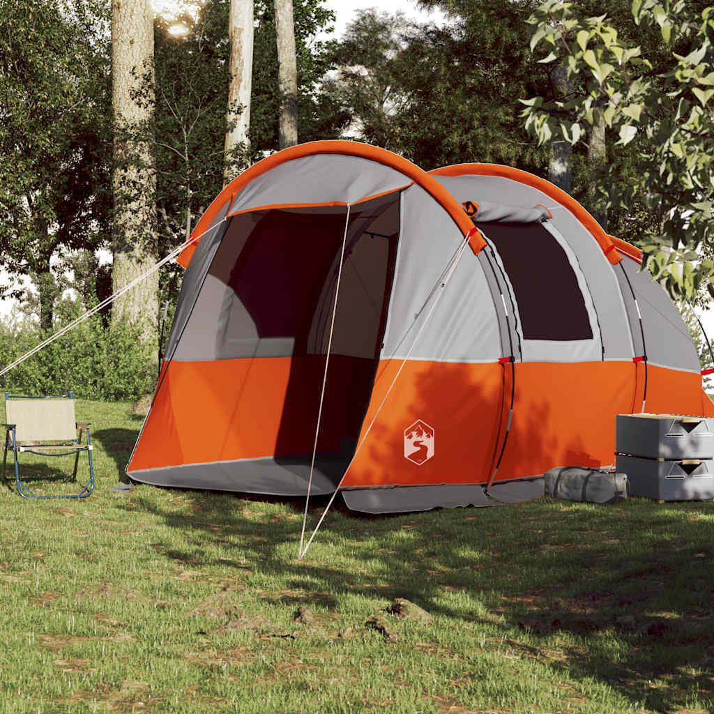 vidaXL Tunnelzelt 4 Personen Grau und Orange Wasserdicht Produktbild 2