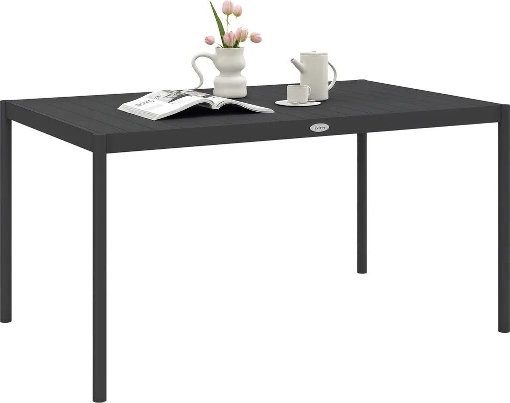 Table d'extérieur en aluminium gris anthracite 145 cm pour 6 convives