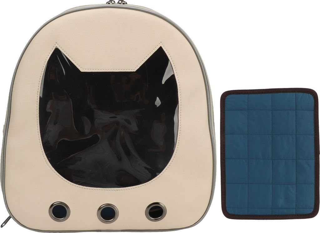 Haustier mit Rucksack atmungsaktives Großkapazität Kunstleder tragbarer Katzenreisen für kleine Hund Beige