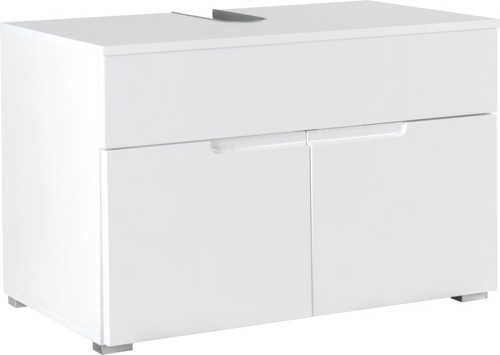 Waschbeckenunterschrank - B 80 cm - Weiß Hochglanz - Weiß Produktbild 