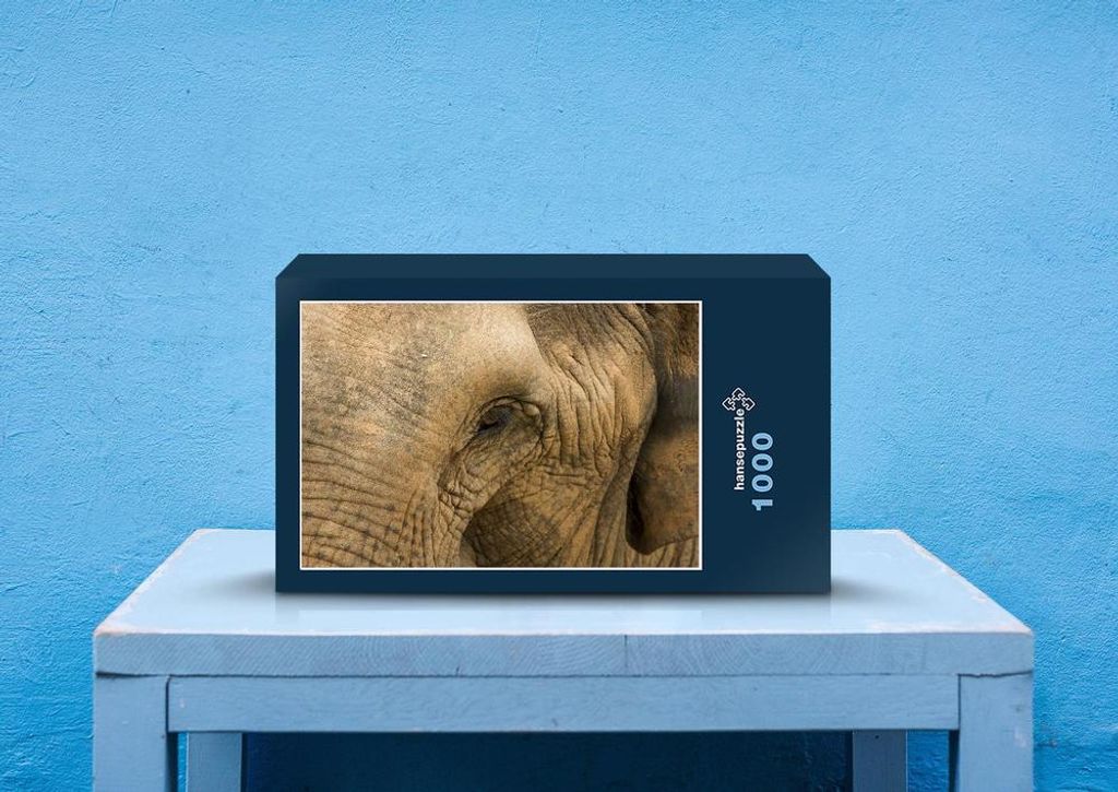 hansepuzzle 85233 - Elefant Puzzle, 1000 Teile, Natur, 60,0 x 46,0cm mit hochwertiger Aufbewahrung, Kartonbox und wiederverschließbarem Beutel