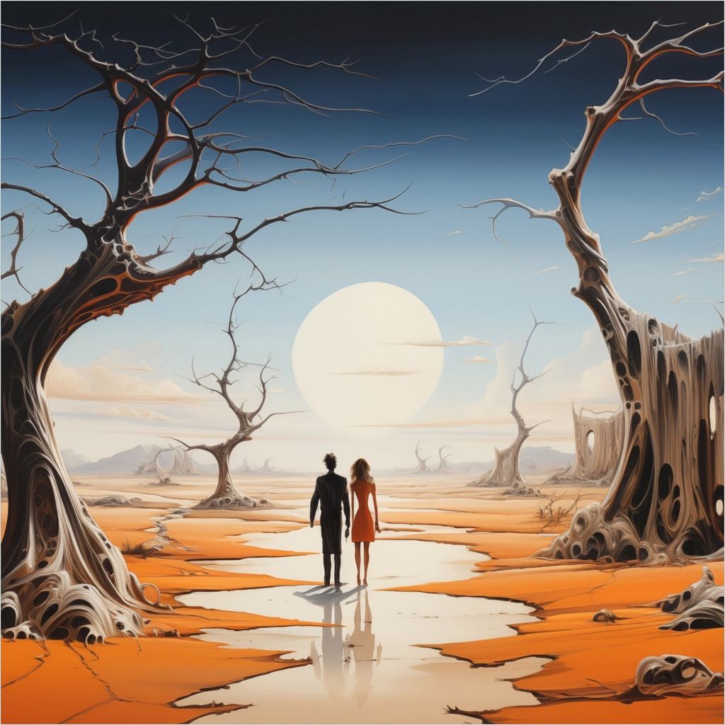 Wallario Wandbild aus Acryl, 50 x 50 cm, freischwebende Optik - Wüstenwanderer
