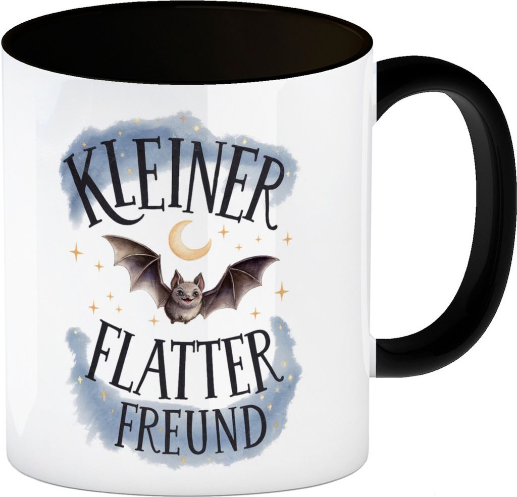 Kleiner Flatterfreund Fledermaus Kaffeebecher in schwarz