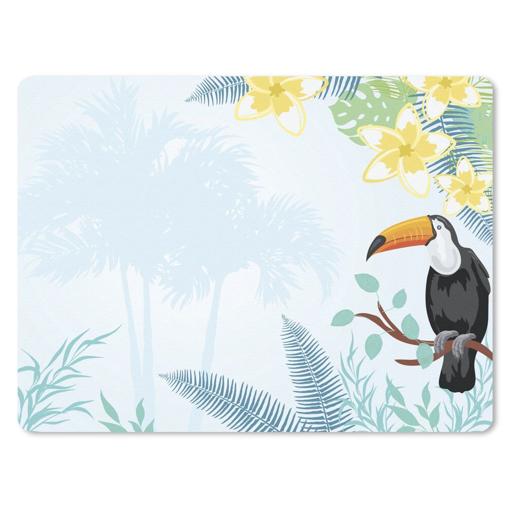 MuchoWow Mauspad Mousepad Eine Illustration von tropischen Pflanzen mit einem Tukan 40x30 cm - Mousepads - Maus Mat - Pad - Mausunterlage - Anti ...