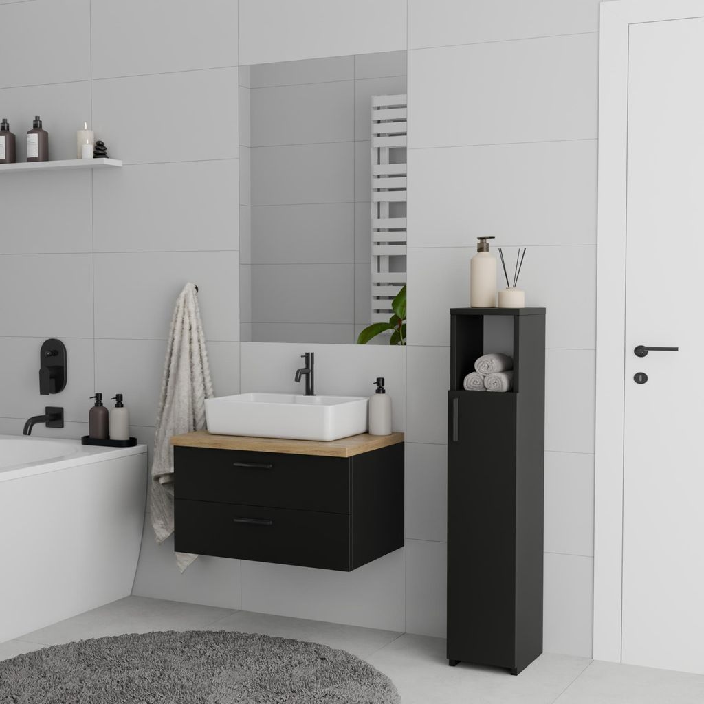 Badezimmerschrank - 102x20x24 cm - Schwarz