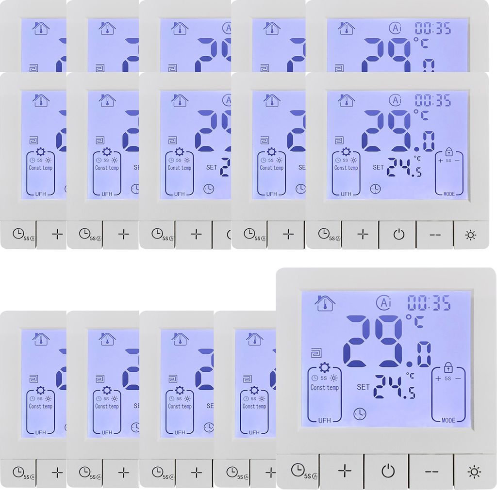 15X Digital LCD Raumthermostat Sprachsteuerung Wandthermostat fuer 3A Warmwasserbereitung Fussbodenheizung,Tuya-App, programmierbare ,IP20-Schutz,...