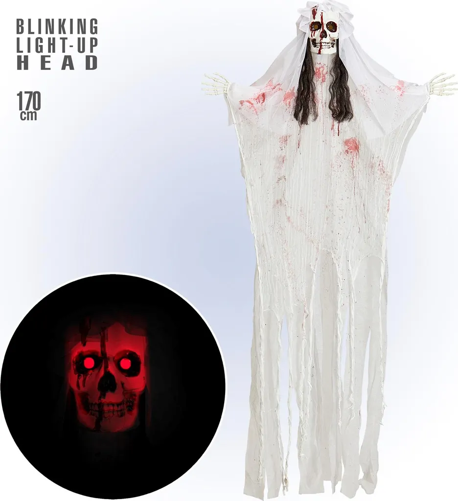 Sposa Cadavere 170cm Halloween | Scheletro con Luci e Sangue