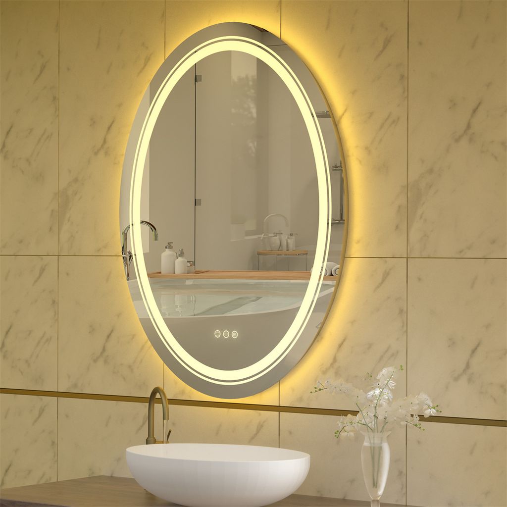 WISFOR LED koupelnové zrcadlo kulaté 60×80 cm nástěnné Obrázek produktu 4