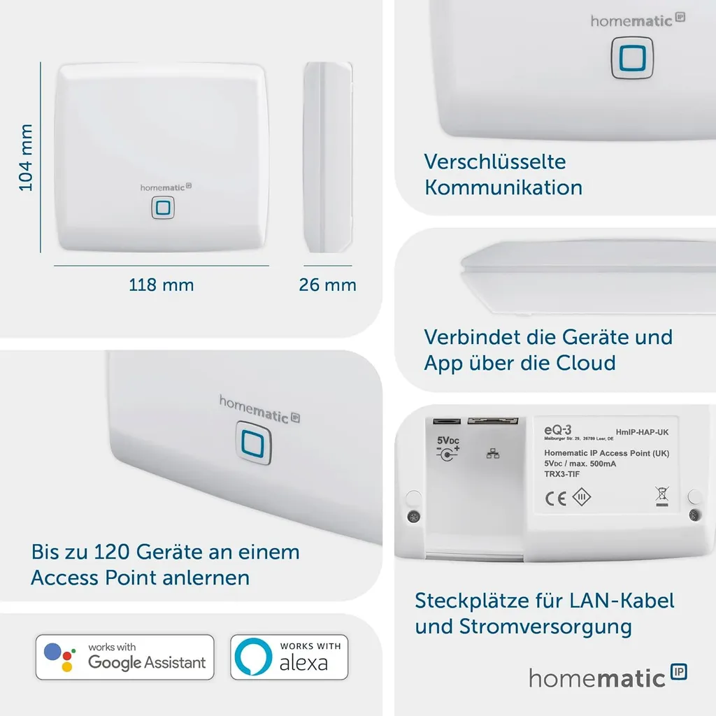 Homematic IP HMIP-HAP Point d'Accès Centrale Smart Home Domotique Blanche - 46