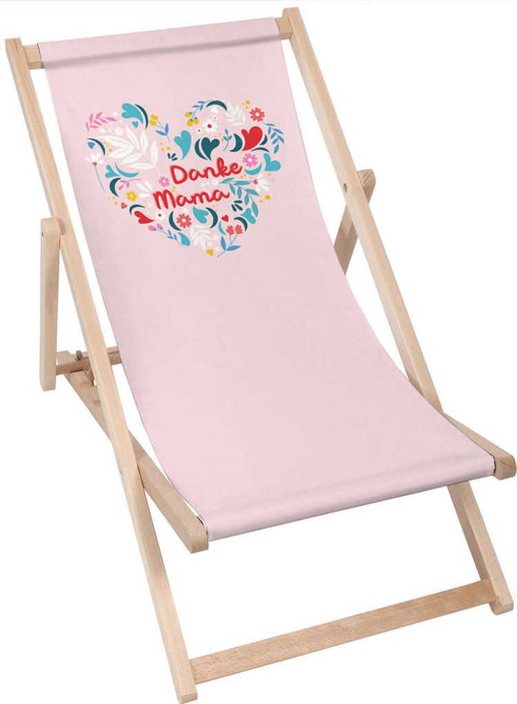 Dreamroots Liegestuhl klappbar Holz, Buchenholz bis zu 130 kg, Sonnenliege klappbar mit 3-stufiger Neigungsregulierung der Rückenlehne, Danke Mama