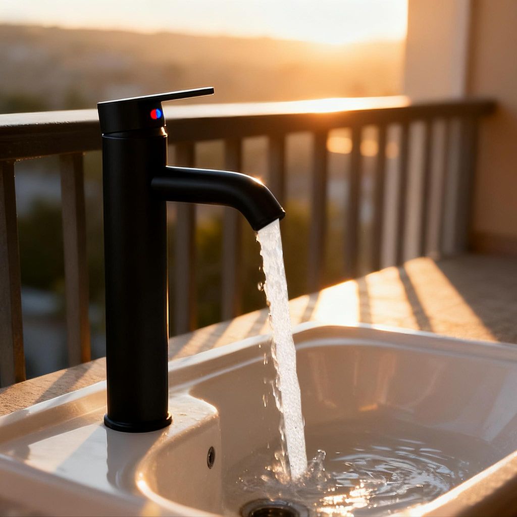 TWOLIIN Wasserhahn Bad Hoch Waschtischarmatur,Schwarz Edelstahl Armaturen Bad Wasserhan,Badarmatur mit 200 mm Auslaufhöhe für Waschbecken Waschti...