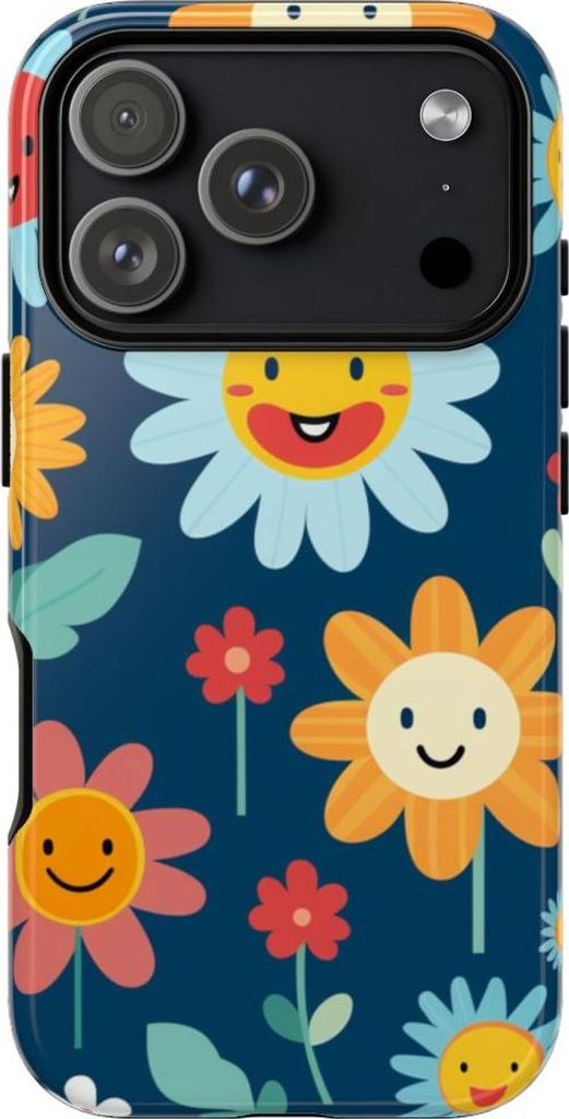 Fröhliche Blumen mit lachenden Gesichtern – Hülle Kompatibel mit iPhone 17 Pro