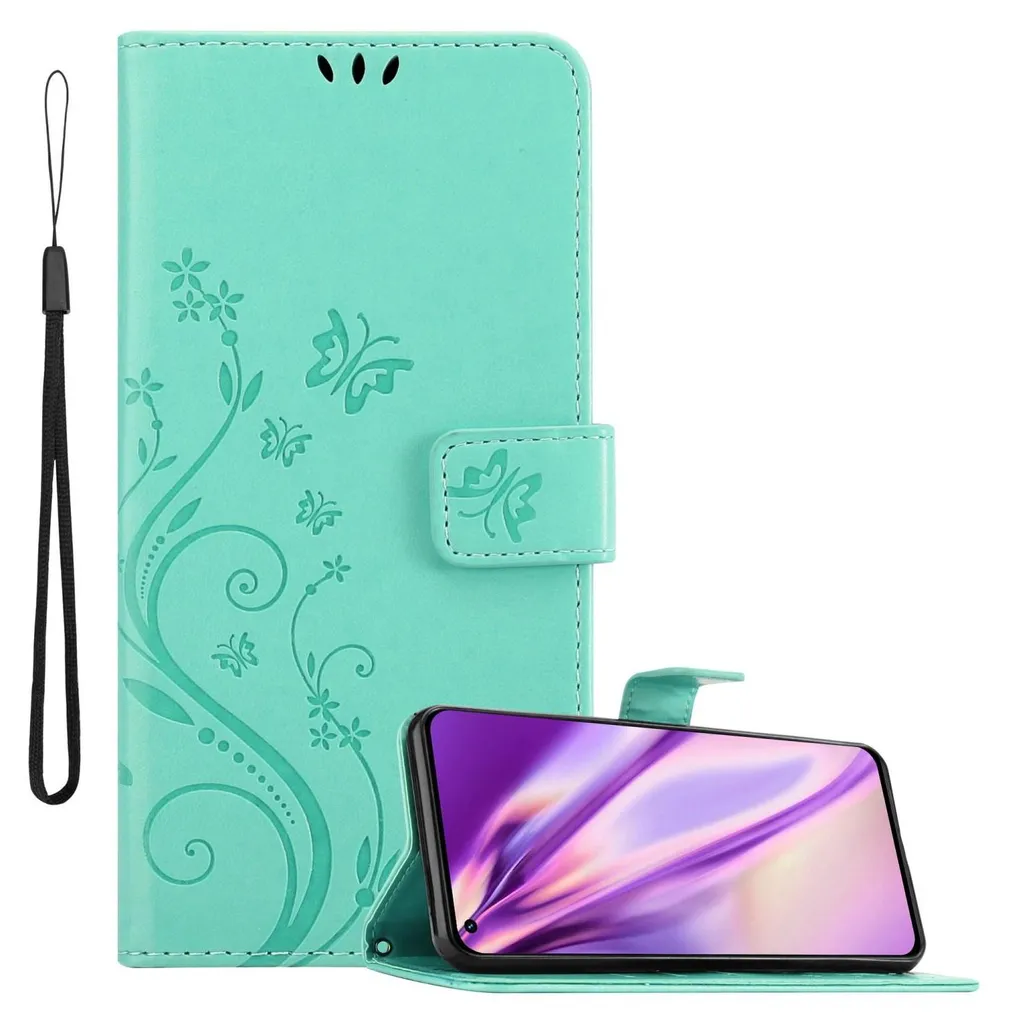 Cadorabo Cover Realme GT 2 PRO Turchese Fiori - Custodia Libro Elegante