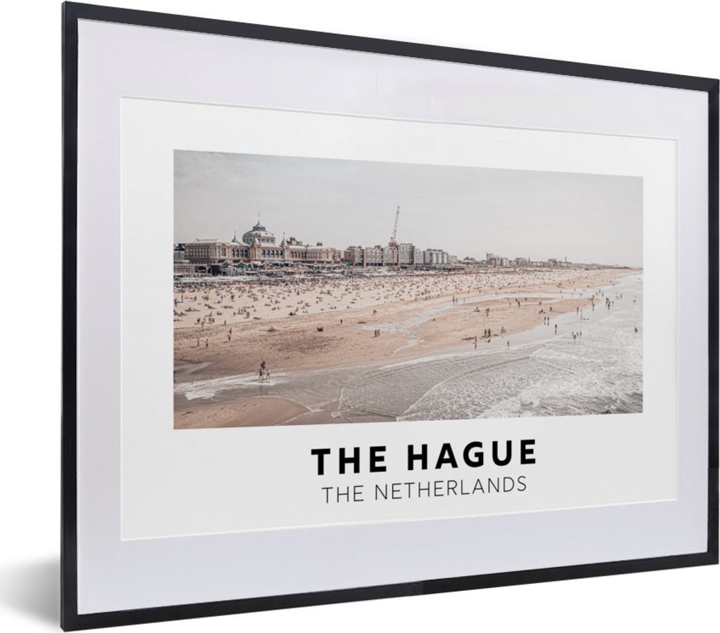 MuchoWow Gerahmtes Poster Niederlande - Den Haag - Strand 40x30 cm - Poster mit Schwarzem Bilderrahmen Wandposter Rahmen Foto Bilder - Bilderrahm...