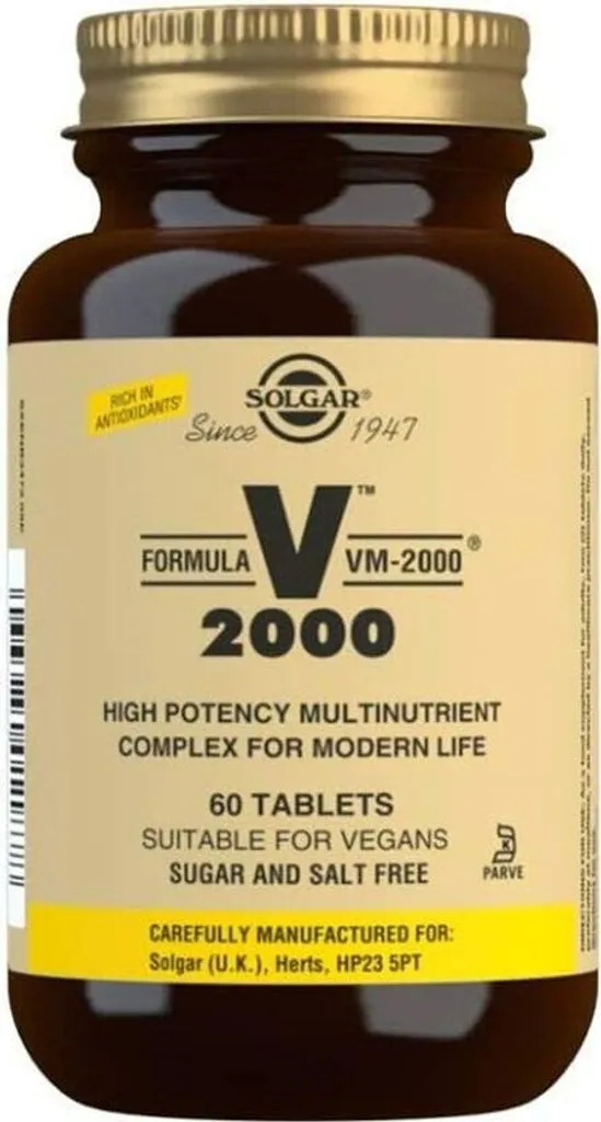 Multivitamines VM 2000 Solgar pour Regagner de l'Énergie - 60 Comprimés