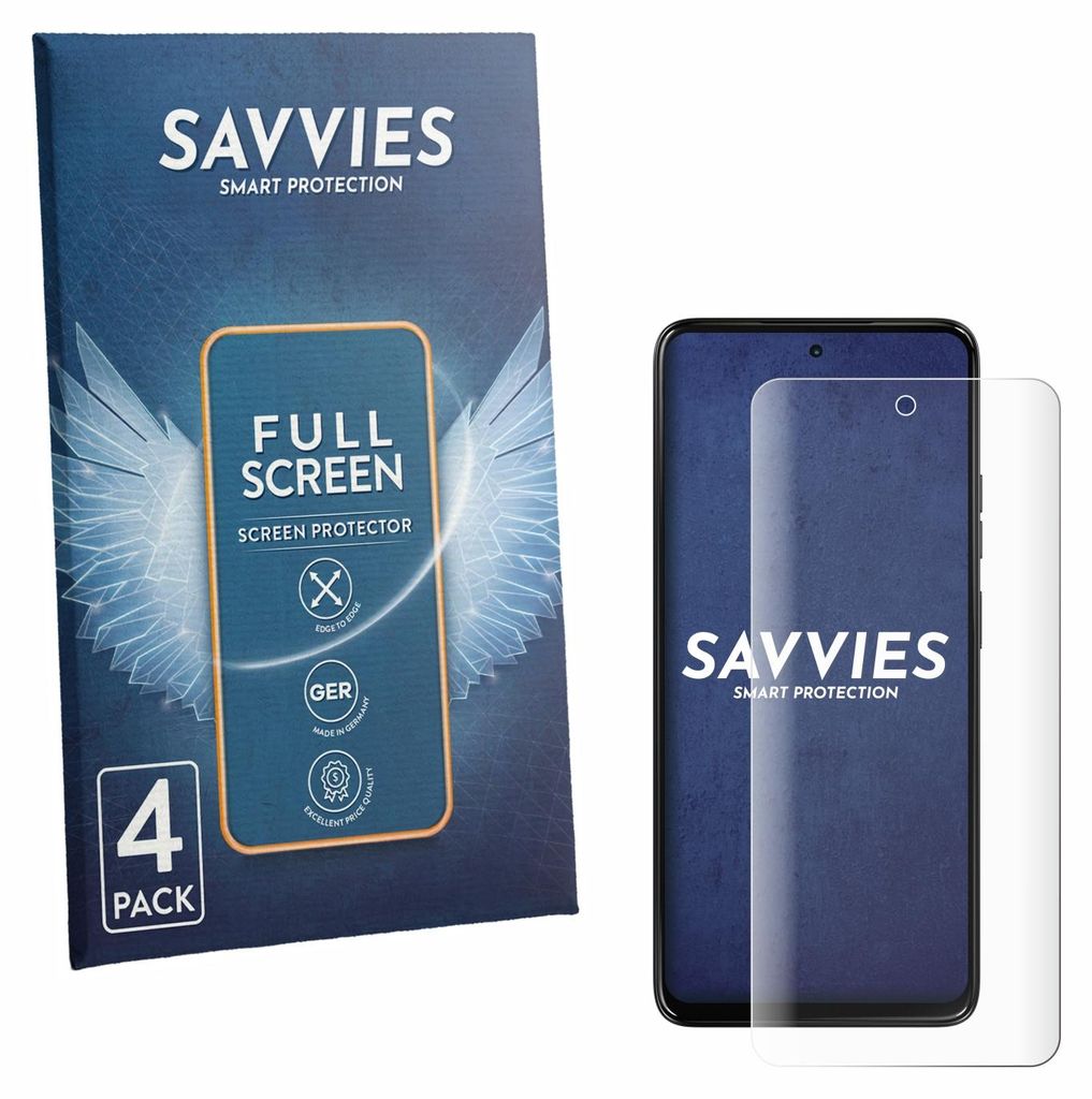 4x Savvies Fullscreen Schutzfolie für Motorola Moto G37 Displayschutz Folie Fullcover Klar Transparent