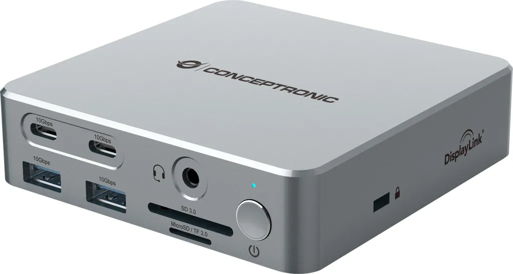 Station d'accueil Conceptronic USB-C vers Dual HDMI DP et 4 ports USB-A