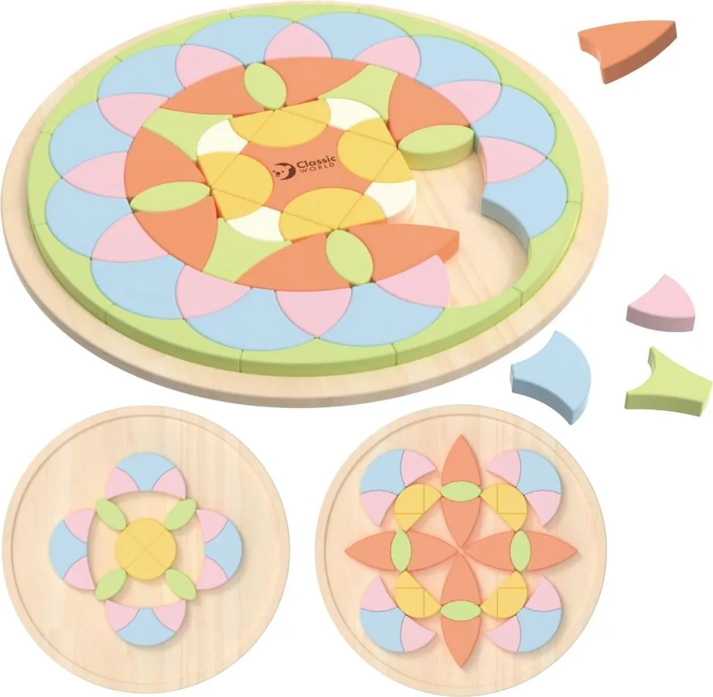 Monde Classique Puzzle Montessori Mandala Pastel Mosaïque Fleurs 36pcs