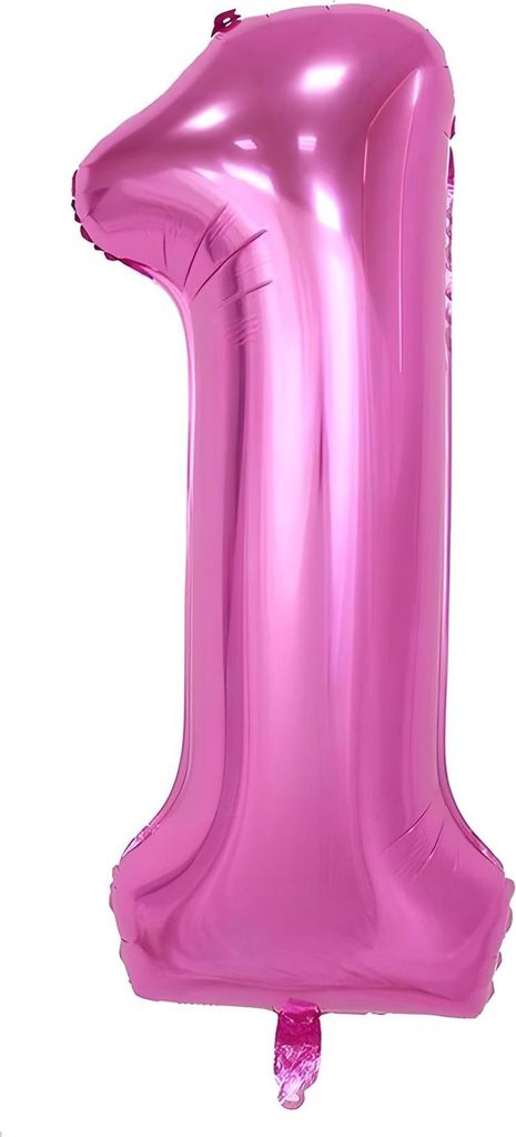 Ballon en plastique chiffre 1, environ 100 cm, rose Image du produit 