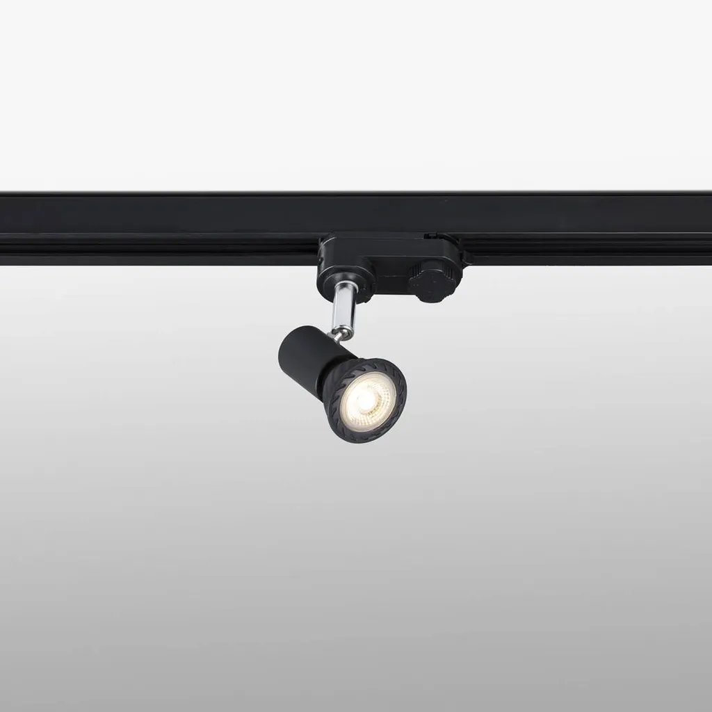 Projecteur sur rail triphasé PLOT GU10 noir pour galerie d'art et commerce