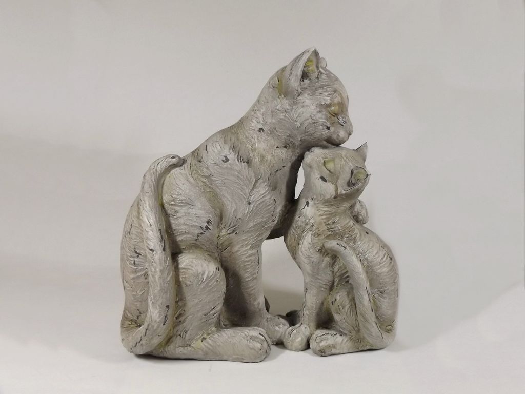 Katze mit Kind Deko Garten Katzen Paar Tier Figur Skulptur Produktbild 
