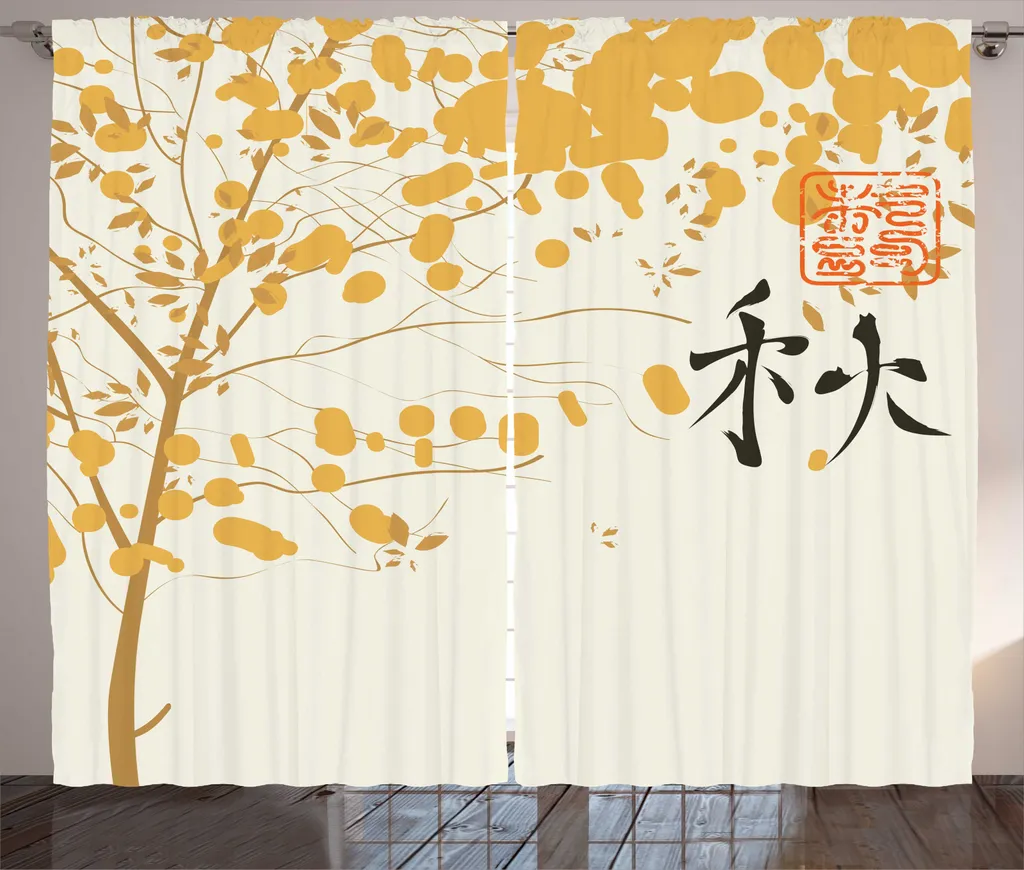 Rideaux Universels de Salon 280x225 cm Style Rustique Orange Pâle