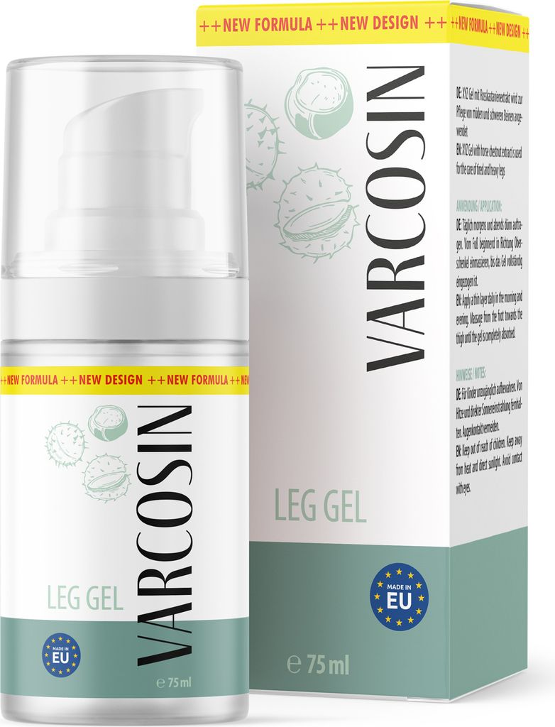 VARCOSIN Gel | Zur Pflege von müden und schweren Beinen - 75ml pro Flasche - Verbesserte Formel