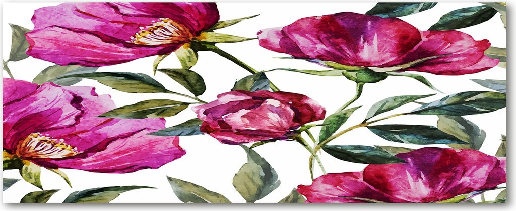 Tulup Leinwandbild - 125x50 cm - Wandkunst - Drucke auf Leinwand - Leinwanddruck - Blumen & Pflanzen - Rosa - Rosa Pfingstrosen