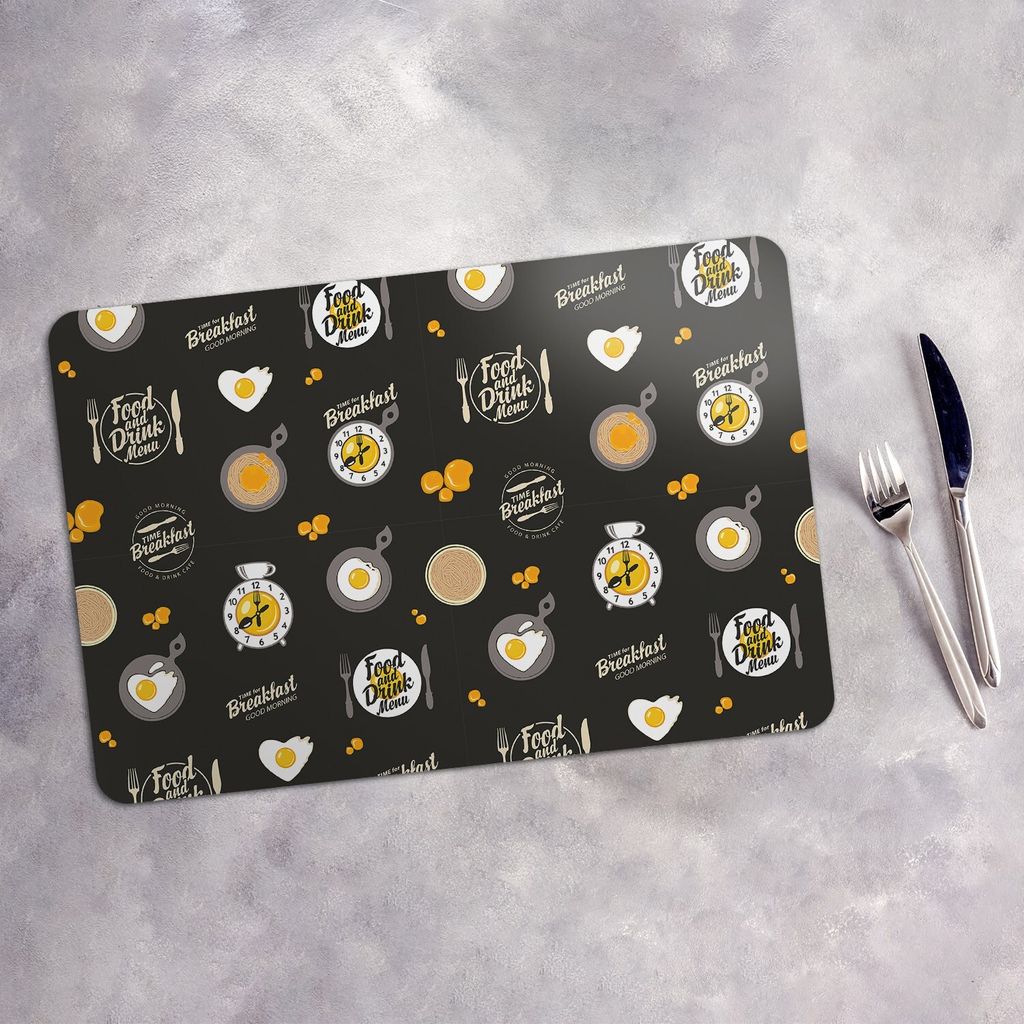 Tischset 6x45x30 cm + 6x10fi cm Platzset Tischmatte Platzmatte Untersetzer - Eier Nudeln