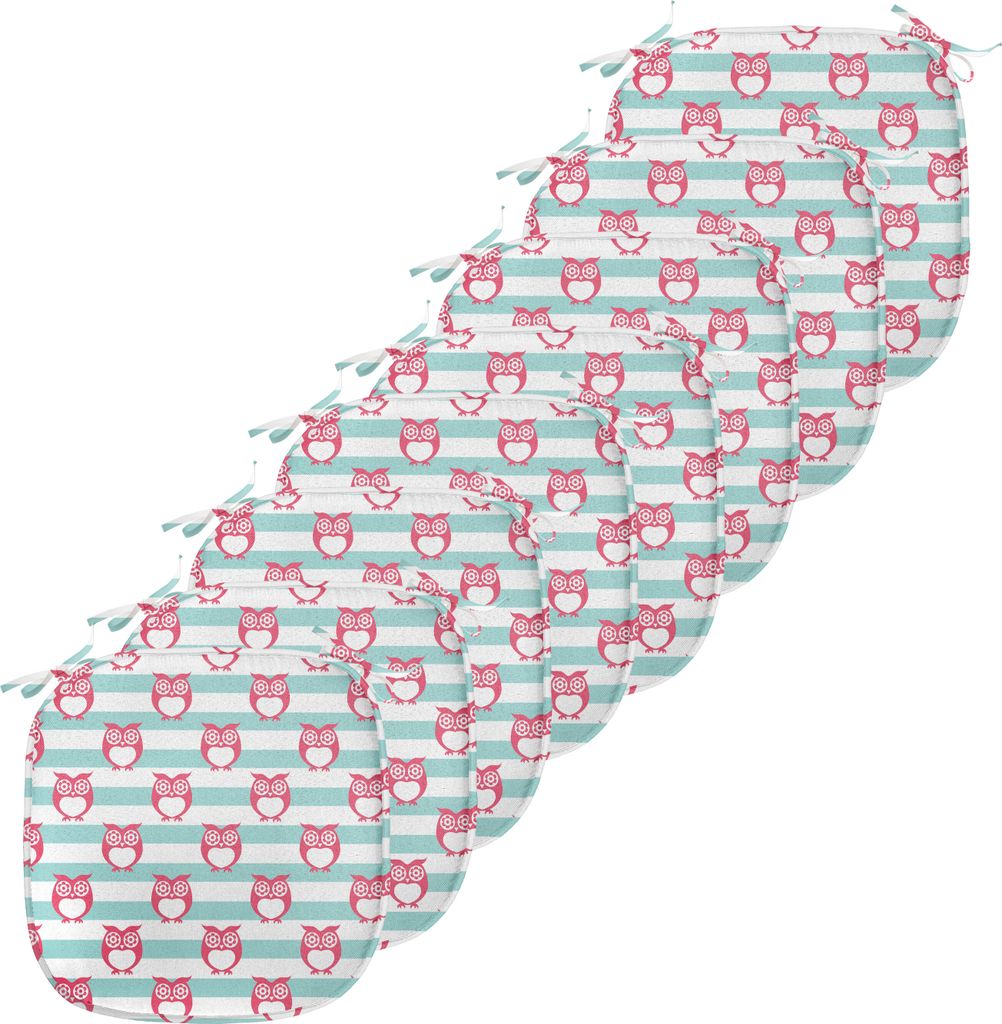 ABAKUHAUS Eule Polster für Esszimmerstühle, Blumen-Augen Positive Stimmung, Dekoratives wasserfestes Kissen mit Riemen für Küchensitze, 40 cm x...