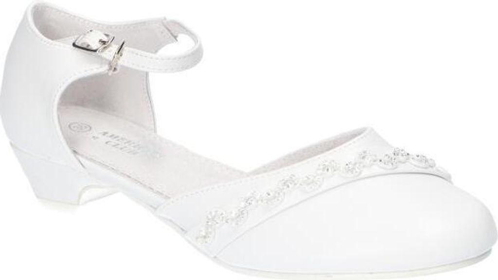 AMERICAN CLUB, KOM38, Kommunionschuhe, Formale Schuhe, Elegante Schuhe für Mädchen, Ledereinsatz, Niedlicher Kommunion-Festschuh, Weiß 36