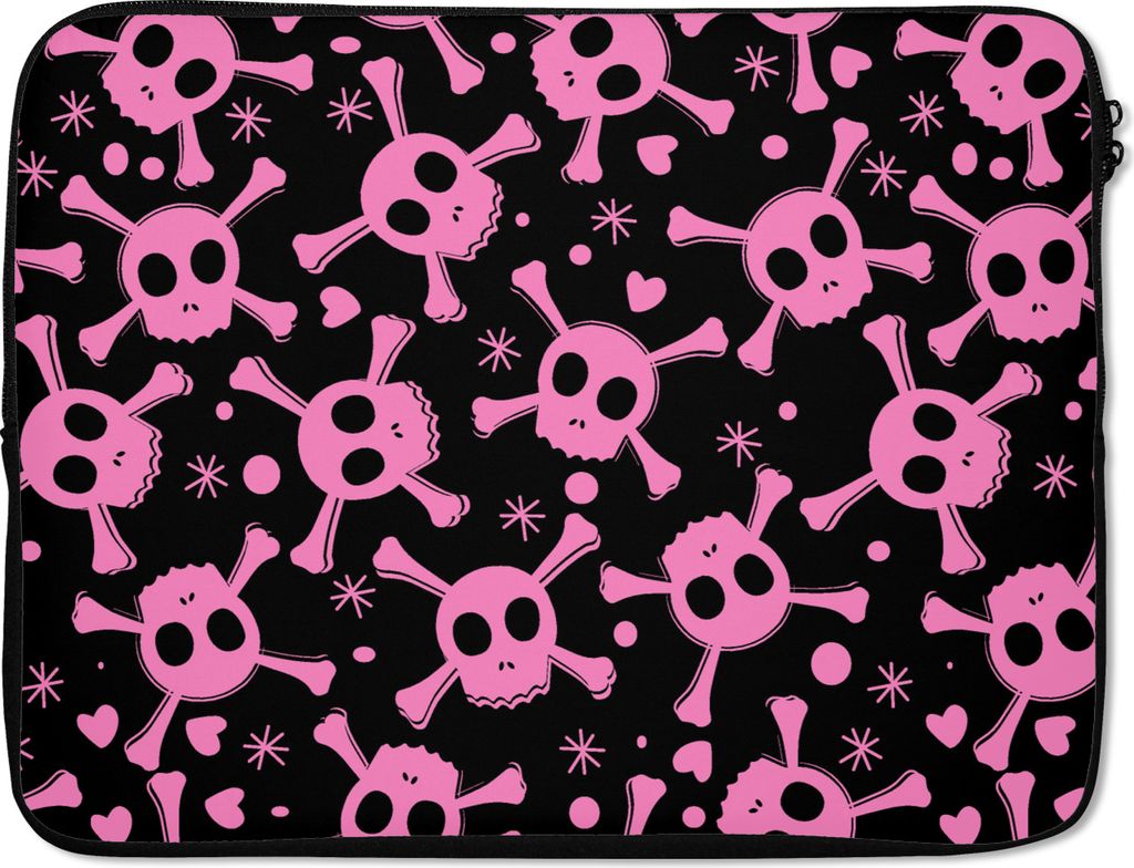 MuchoWow Laptop Hülle 17 Zoll Laptoptasche Mädchen - Piraten - Rosa - Muster - Mädchen - Kind - Kinder - Zipper - Schutzabdeckung