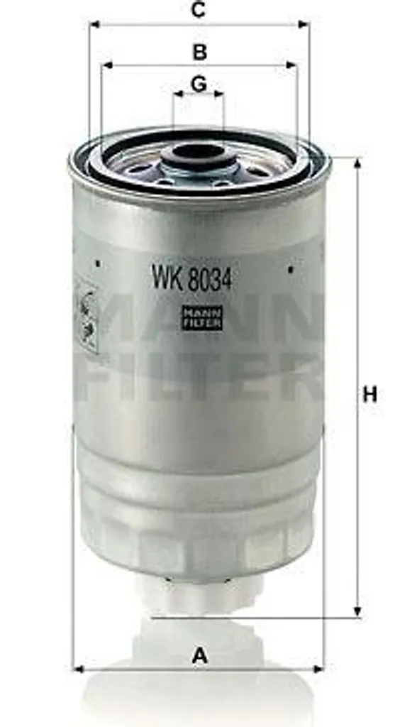 Filtre à carburant pour Jeep Wrangler et Cherokee entretien WK 8034