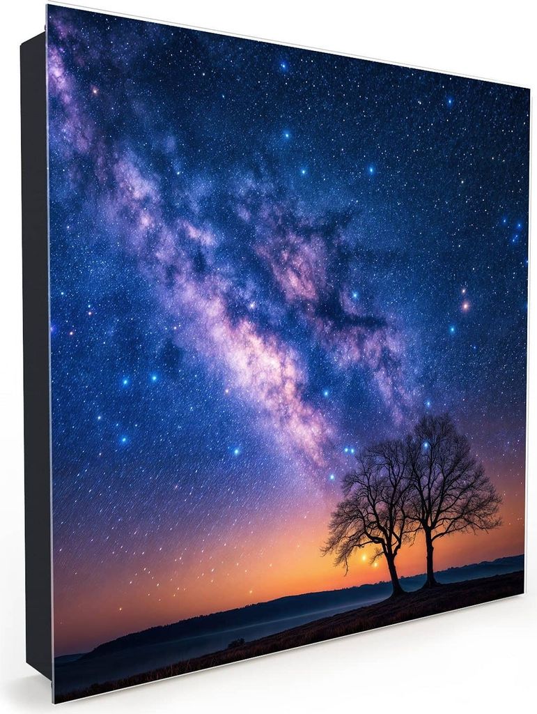 Nachbildung-Schlüsselkasten, Magnetpinnwand und Memoboard mit Glasfront Motiv Sternenhimmel Baum