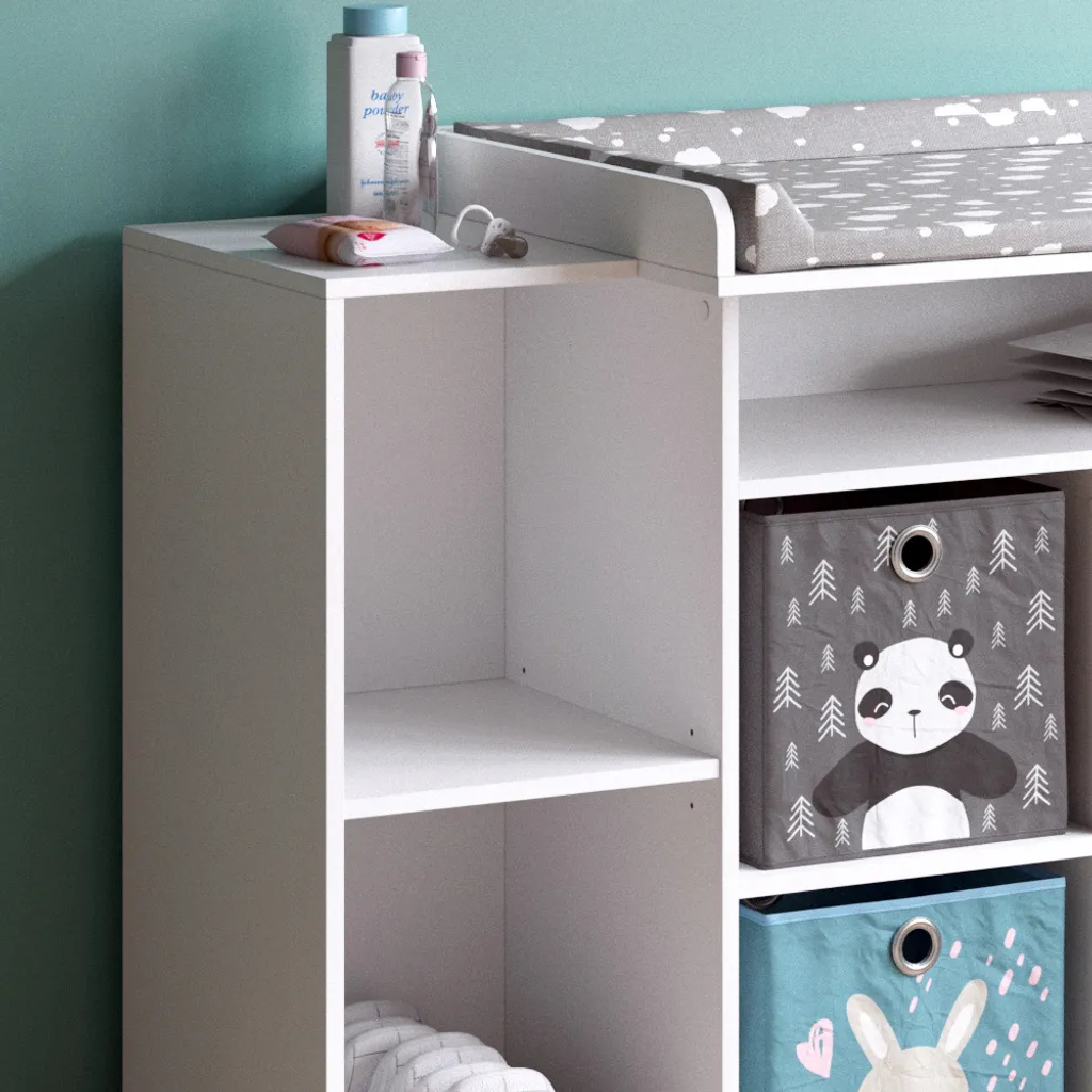 Table à langer commode blanche avec rangements pliants Vicco Oskar
