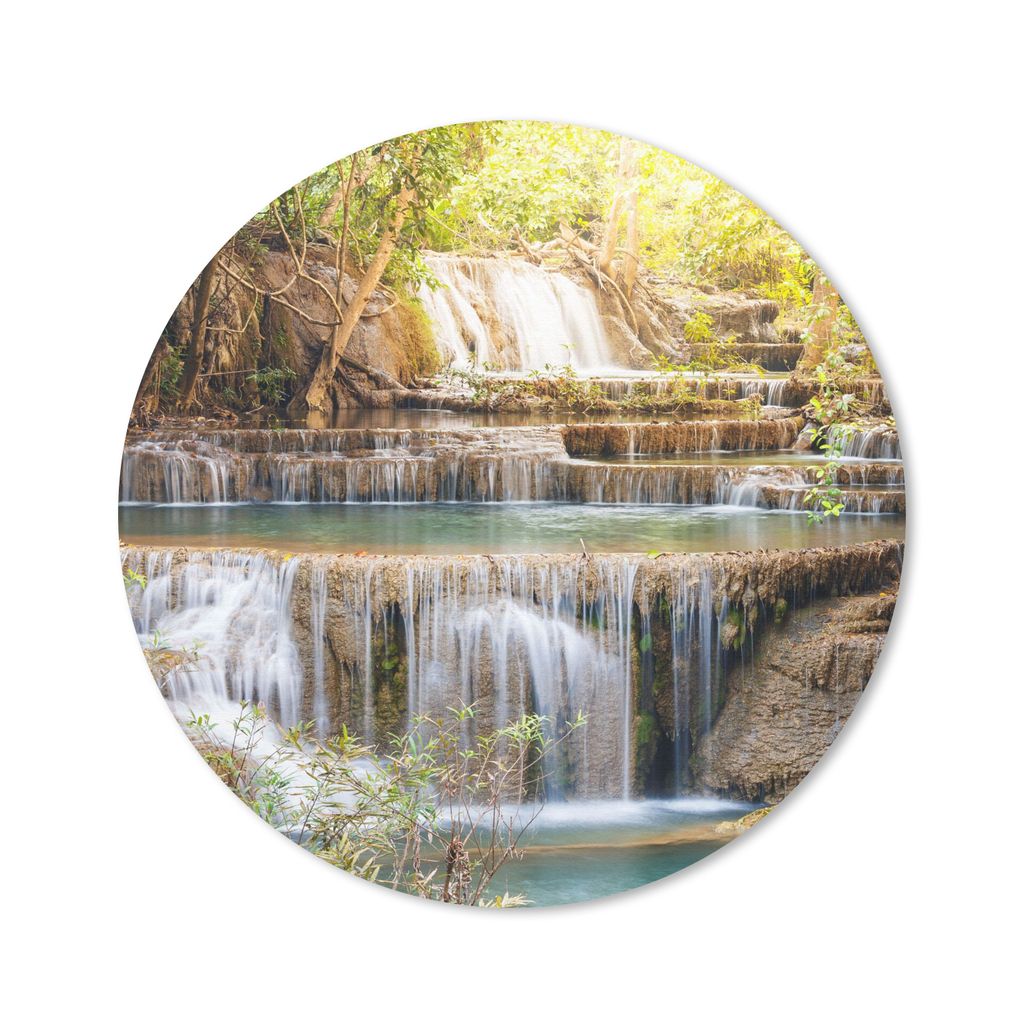 MuchoWow Mauspad Mousepad Sonne - Wasserfall - Landschaft 30x30 cm - Mousepads - Maus Mat - Pad - Mausunterlage - Tischunterlage - Schreibtischma...
