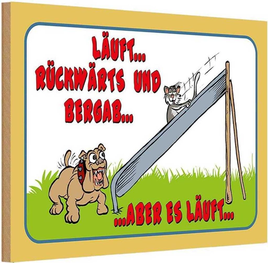 vianmo Holzschild 20x30 cm läuft Rückwärts und bergab Hund Tier Haustier