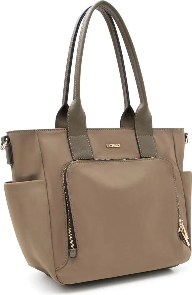 L.CREDI Penelope Shopper Forest Oliva - Borsa a Tracolla Elegante - 2