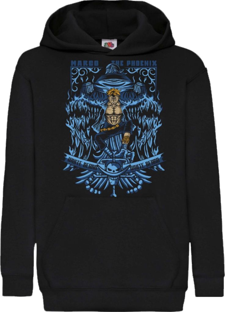 Kinder Kapuzenpullover Anime Manga One Manga Piece Anime Marco The Phoenix Marco Phoenix, 12-13 Jahr - 152 / Schwarz